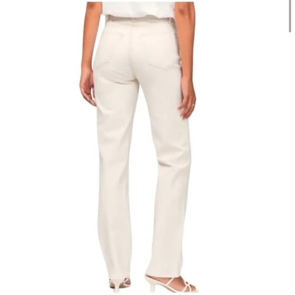 Abercrombie & Fitch Women's Cream Straight Leg Jeans - Picture 2 of 10